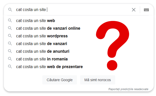 Predictii Google pentru cautarea "cat costa un site"