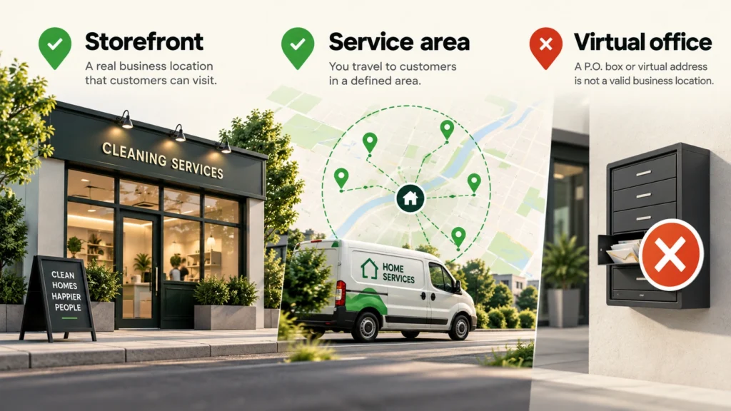 Illustration explaining the three main Google local ranking factors: relevance, distance and prominence.